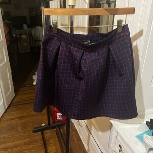 Cotton On Blue and Red Pleated Skater Mini Skirt